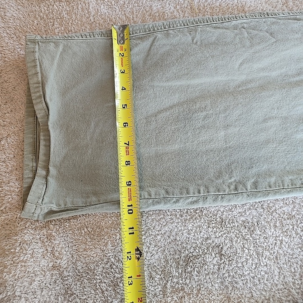 American Eagle Stretch Stovepipe Canvas Pants Green Sz 10 Long Festival Y2K - Picture 10 of 16